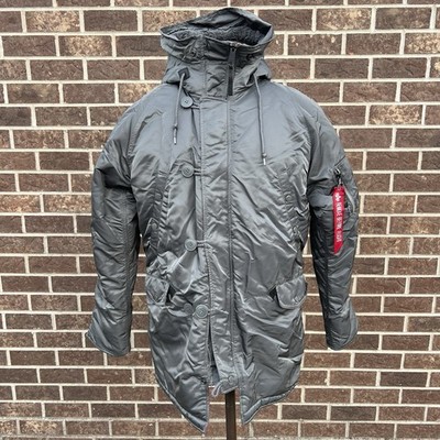 Alpha Industries Gray N-3B Parka Extreme Cold Weather Military Jacket Coat XL