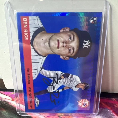 2025 Topps Chrome Platinum Ben Rice Blue Prism Refractor Rookie #311 Yankees RC