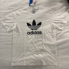 White Men  s adidas Originals Logo Graphic T-Shirt L Large