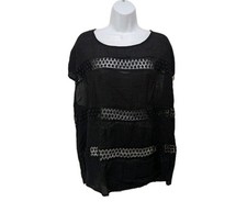 Ava & Viv Crochet Gauze Sheer Top Blouse Womens 3X Whimsicgoth Gothic #585