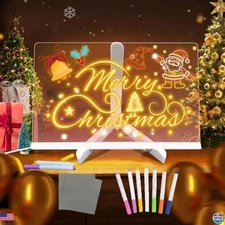 Vibrant 7-Color LED Note Board - 11.8"x7.9" Light-Up Drawing Pad with 7 Markers