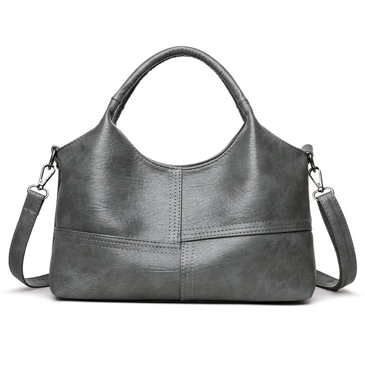 Grey Retro Soft Pu Leather Handbag For Women - Trendy Large Capacity Daily Cross