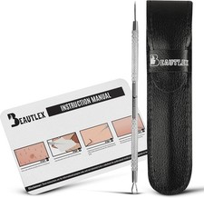 Blackhead Remover - Double Ended Pimple Popper Tool - Synthetic Leather Case