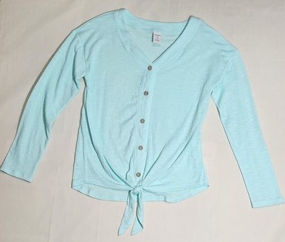 Arizona Jean Co Girls Light Blue Button-Up Tie Front Long Sleeve Top L 14