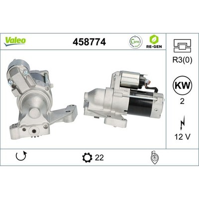 Anlasser Starter 12 V 2 kW 22 Zähne VALEO für u.a. DODGE CALIBER