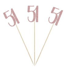 Rose Gold 51st Glitter Birthday Centerpiece Sticks, 12-Pack Number 51 Table T...