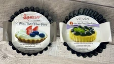 Lot 2 Wilton 2-Piece Non-Stick 4" Round Tart Metal Pie Tin Pans Singles Molds