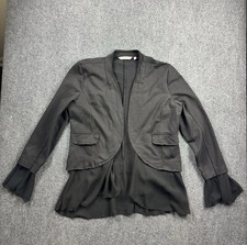Soft Surroundings Blazer Size Medium Black With Flutter Hemline  Cuffs Stretchy