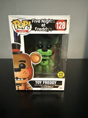 Funko Pop! TOY FREDDY #128 Five Nights at Freddy's Vaults Rare Glow Box Worn