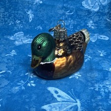 Old World Christmas Sparkling Mallard Duck Glass Ornament