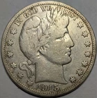 1915 d barber half dollar 50c - free shipping
