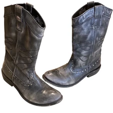 Diba Gray genuine leather Lie Lack distressed boots, Women's Size 39 (US 8)