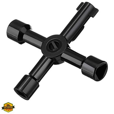 4 Way Sillcock Water Key, 15/64'', 5/16'', 15/32'', 35/64'' Multifunction Utility...