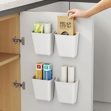4 Piece Kitchen Cabinet Door Storage Box,Self Adhesive Wall Mounted Storage