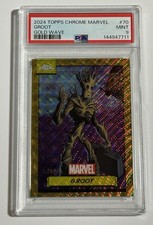 2024 Topps Chrome Marvel Groot #70 Refractor Gold Wave /50 PSA 9