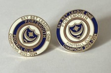 2 x PORTSMOUTH Football Club FC Badge ENAMEL 2023 - 2024 PROMOTIONAL CHAMPIONS