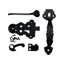 Eastlake Vintage Victorian Thumb Latch Set in Cast Iron Antique Style