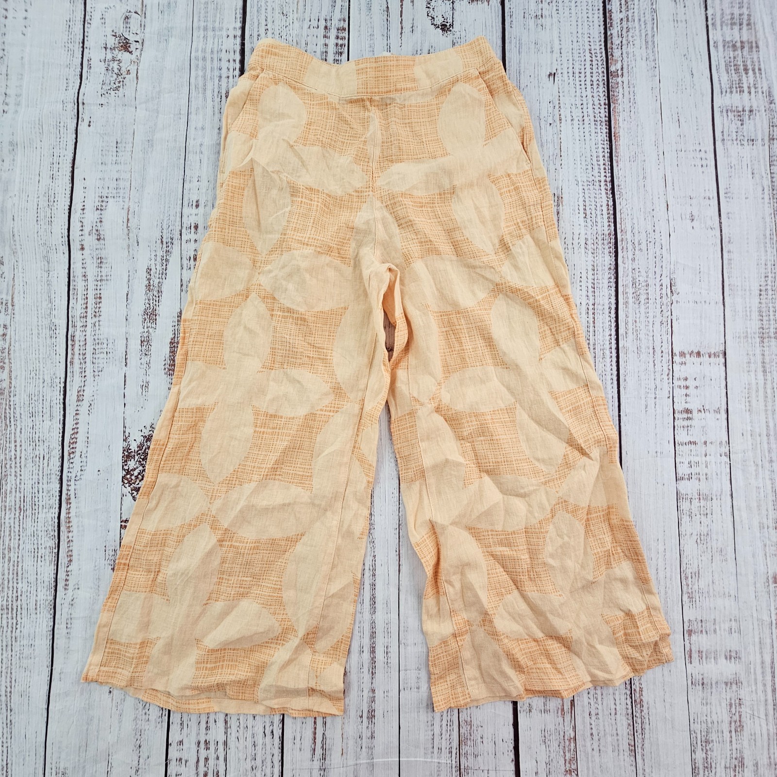 Joie Linen Peachy Keen Botanical Cropped pantaloni gamba larga donna S