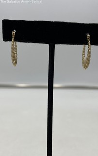 14K Yellow Gold Fine Jewelry Latch Back Hoop Earrings Pair 1.94g