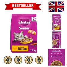 Whiskas 7+ Senior Chicken 4 x 1.9 kg Bags, Senior Dry Cat Food 4.80 per kilo