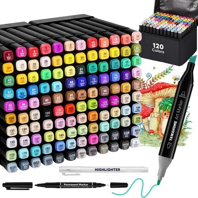 YAWAHOME Alcohol Markers Set 120 Colors - Dual Tip Art Markers for Adult