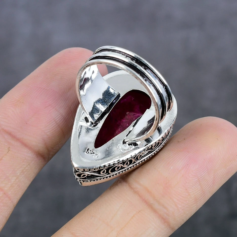 Ruby(Simulated) Gemstone 925 Sterling Silver Jewelry Ring Size 10 X-Mas Gift n3 - Image 4 of 4