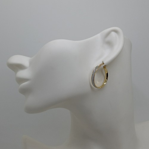 ORECCHINI A CERCHIO GLITTER IN ORO GIALLO E BIANCO 750 18KT 2,7 GRAMMI (4523) - Foto 11 di 11