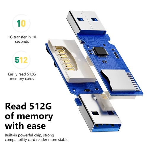 USB3.0 SD Card Reader for PC Micro SD Card to USB Adapter for Camera MemoryC USA - Afbeelding 12 van 23