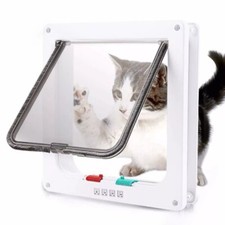 Dog Cat Flap Door with 4 Way Security Lock Plastic Small Pet Gate Door for Pets