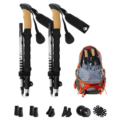 Collapsible Trekking Poles - 2 Sizes, Aluminum 7075, Adjustable, Quick Flip Lock