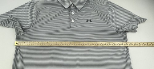 Under Armour Herren 2XL Heat Gear Loose Polo Golf Shirt grau weiß Streifen - Bild 7 von 7