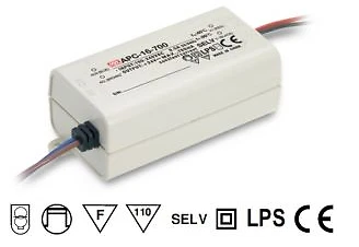 LEDOMEC Fuente de alimentación LED/transformador 350mA corriente constante 12-48V DC 4-16,8W (APC-16-350) MEAN WELL