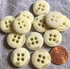 12 Matte Thick Cream Swirl PLASTIC Sew-through Buttons 3/4" 19mm Lot # 4429