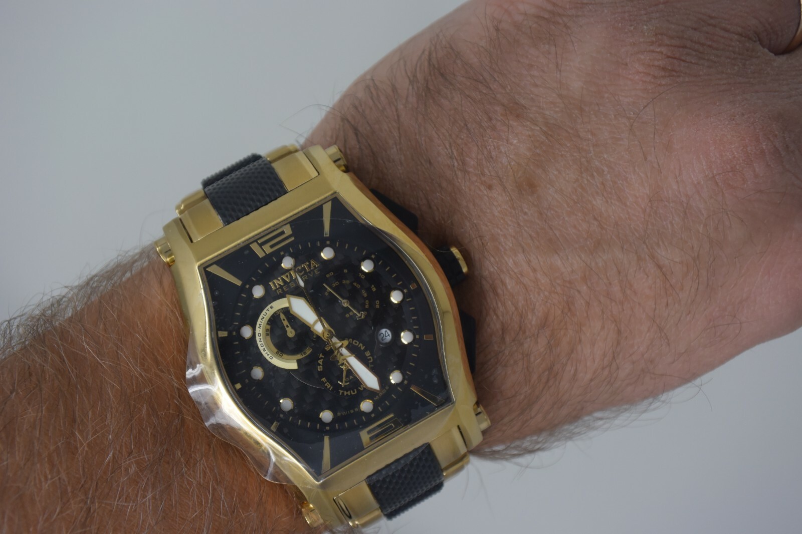 *SUPER RARE/NEW* Invicta 0745 Reserve 18K Gold Plated Swiss Men's Watch + Strap image 7