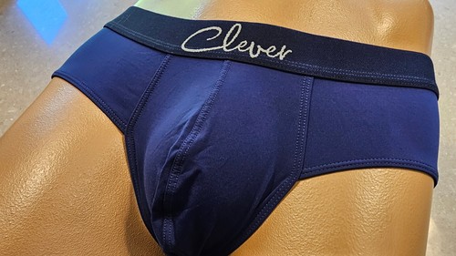 CLEVER MENS NYLON U POUCH BRIEFS UNDERPANTS BRIEFS NAVY BLUE NWOT UK M - Picture 2 of 7