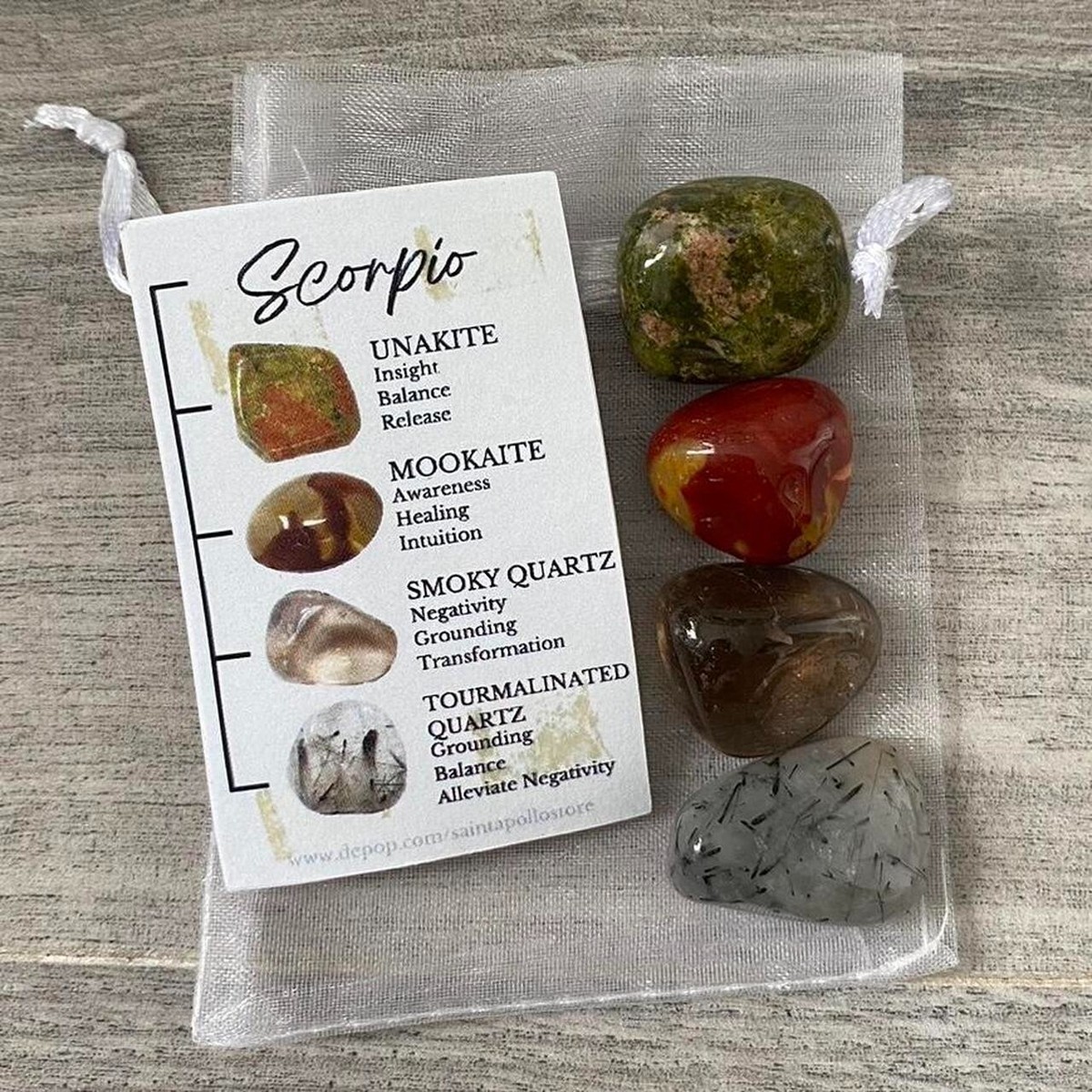 Crystals Quartz Scorpio Scorpio Tumblestone Gift Set (Zodiac, Star