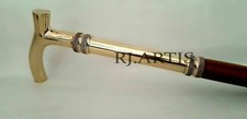 Vintage Wooden Walking Stick , Victorian Solid Brass Head Handle Cane New Gift