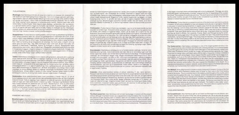 ICELAND BIRDS 1987 OWL REDWING MALLARD OYSTERCATHER SET FDC +INFO SHEET UNADDR - Image 2 of 2