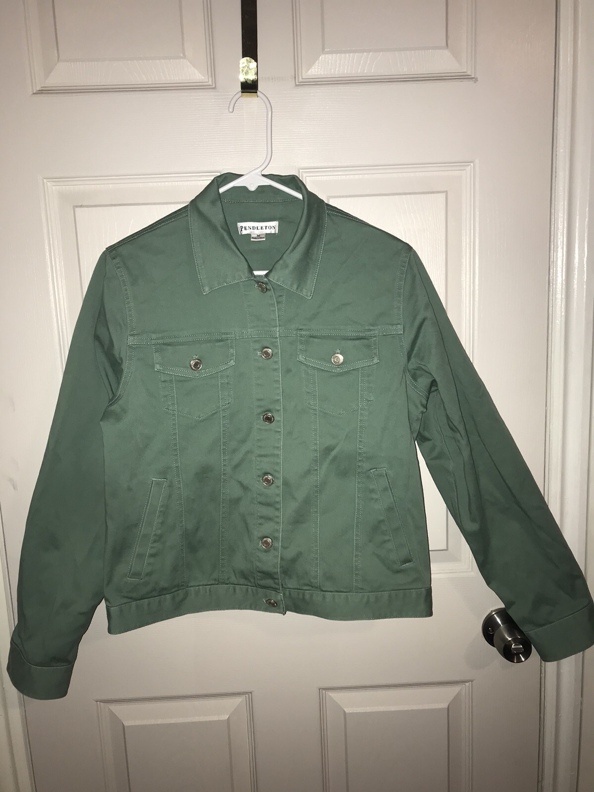 Pendleton Womens Jacket Medium Green Button Up Tr… - image 1