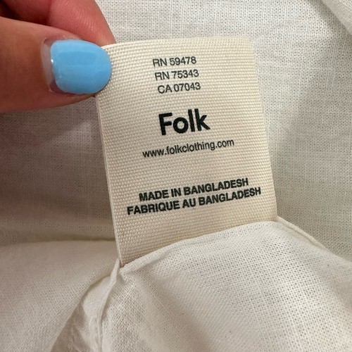 Folk Kota Mens Linen Blend Embroidered Camp Shirt Size Medium NWT $165 - Picture 5 of 9