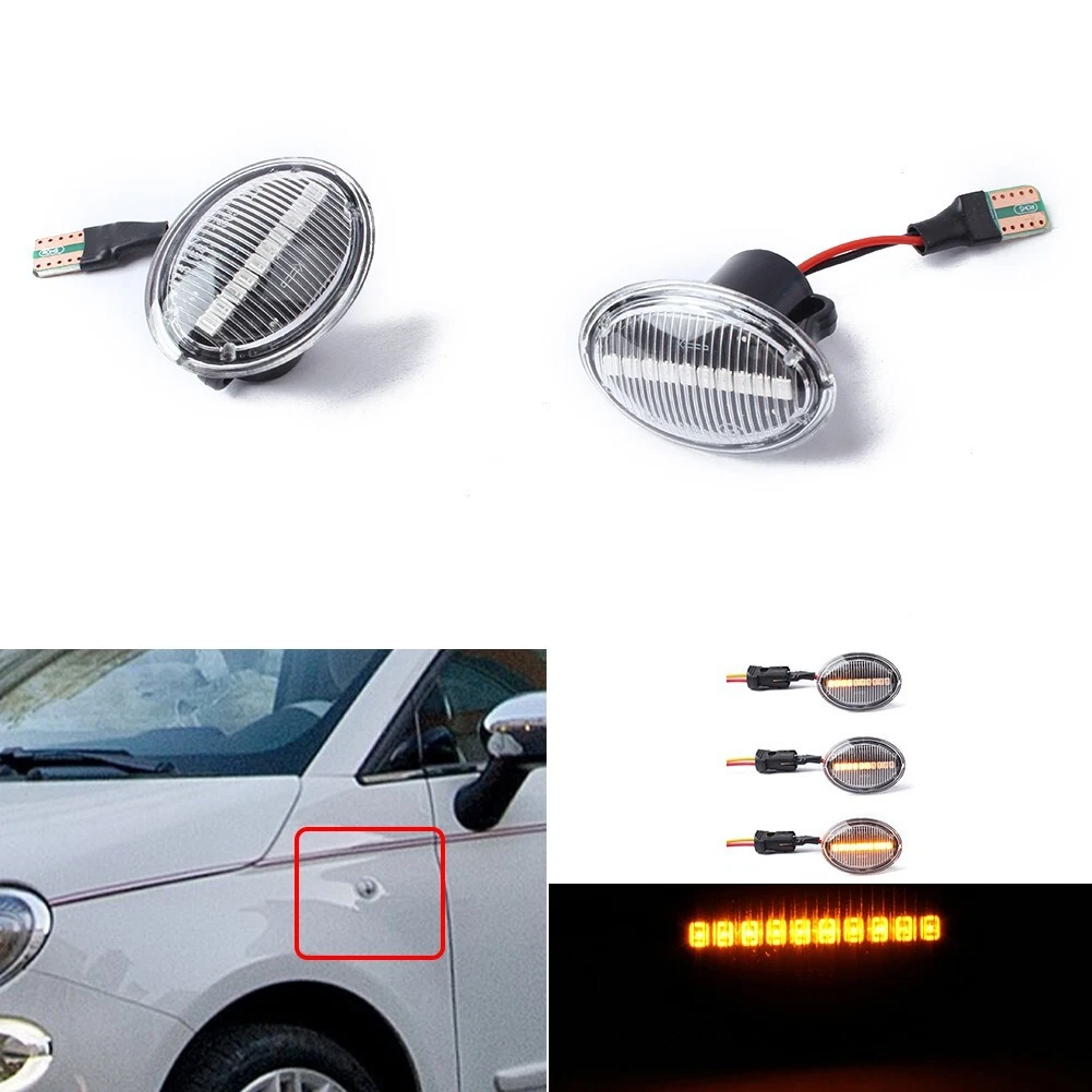Yellow LED Turn Signal Light Side Dynamic For FIAT 500 500C 500L