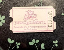 1 VINTAGE CHUCK E CHEESE PRIZE TICKET - VG COND