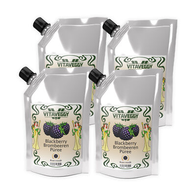 VITAVEGGY Püree BROMBEERE 4x1kg Food-United für Schwarzbeer-Joghurt-Smoothie-Saf