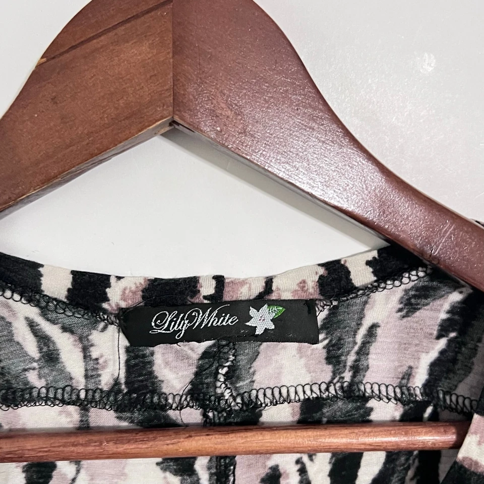 Top estampado animal lirio blanco para mujer talla L viscosa multicolor cuello redondo Foto 2 de 4