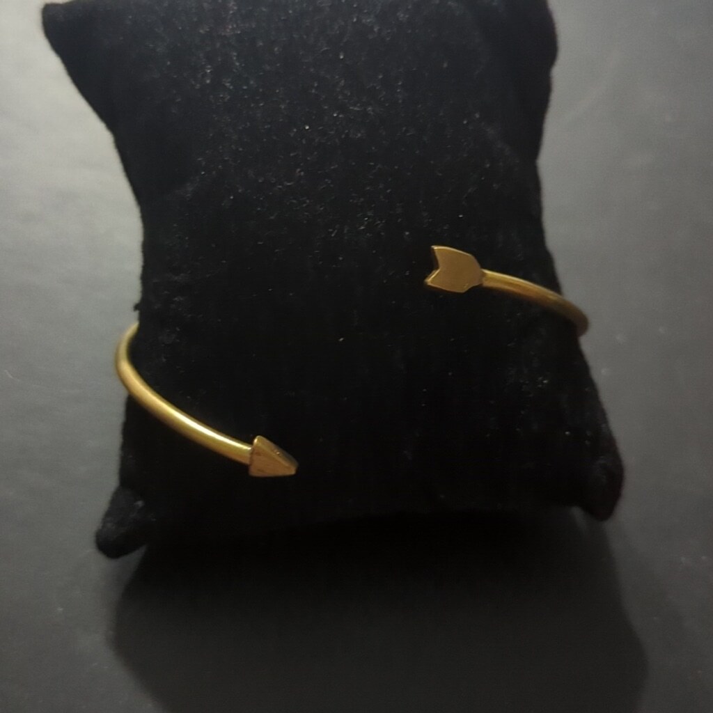 Gold Tone Arrow Open Cuff Bangle Statement Bracel… - image 1