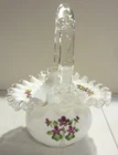Vintage Fenton Silver Crest Violets in the Snow Basket