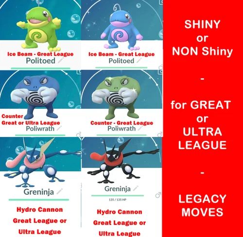 Shiny Politoed Ice Beam Poliwrath Counter Greninja Hydro Cannon Pokemon PVP GO