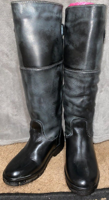 WOMENS DUBLIN 6 1/2'' BLACK LEATHER THERMOLITE TALL WINTER RIDING BOOTS PULL ON