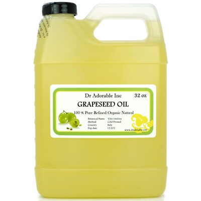 32 OZ/1 QUART ORGANIC GRAPESEED CARRIER OIL COLD PRESSED PURE 