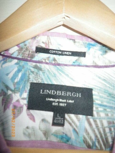 BNWOT MENS LONG SLEEVED COTTON/LINEN LIGHT PURPLE SHIRT BY LINDBERGH SZ L 41/42 - Picture 2 of 3